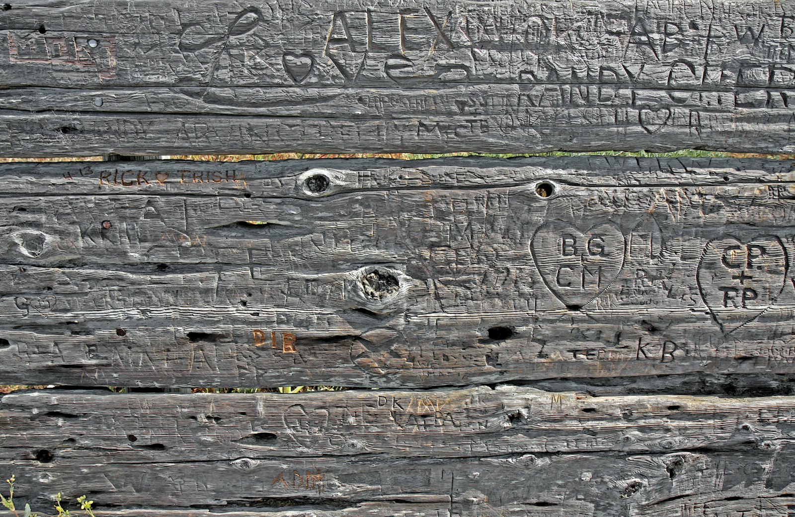 Dettaglio di incisione su superficie in legno scuro
